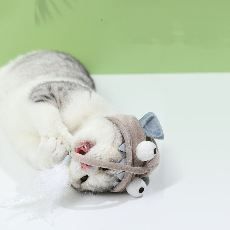 Everyday Pet Mart Interactive Cat Wand – Plush Teaser Toy, Dinosaur or Big Eye Fish Design
